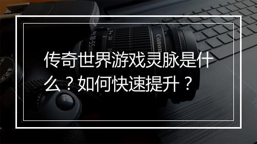 传奇世界游戏灵脉是什么？如何快速提升？