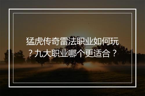 猛虎传奇雷法职业如何玩？九大职业哪个更适合？