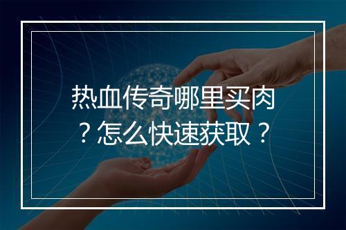 热血传奇哪里买肉？怎么快速获取？