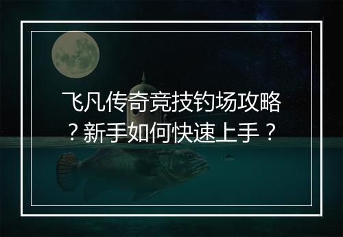飞凡传奇竞技钓场攻略？新手如何快速上手？