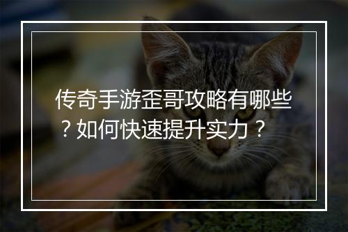 传奇手游歪哥攻略有哪些？如何快速提升实力？