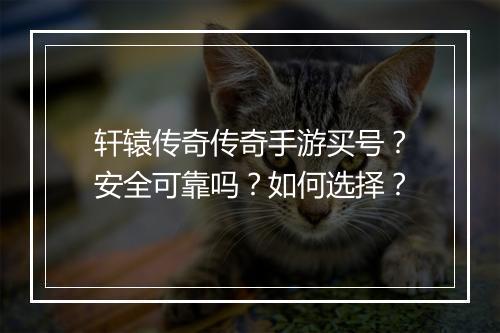 轩辕传奇传奇手游买号？安全可靠吗？如何选择？
