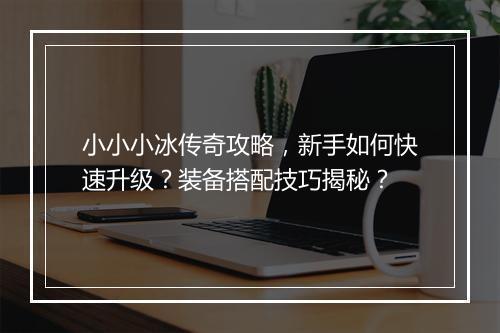 小小小冰传奇攻略，新手如何快速升级？装备搭配技巧揭秘？