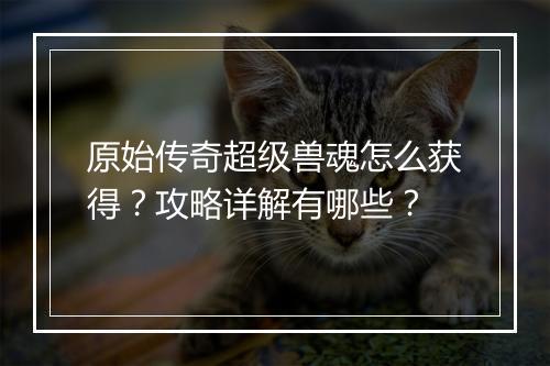 原始传奇超级兽魂怎么获得？攻略详解有哪些？