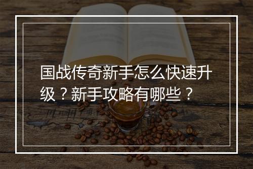 国战传奇新手怎么快速升级？新手攻略有哪些？