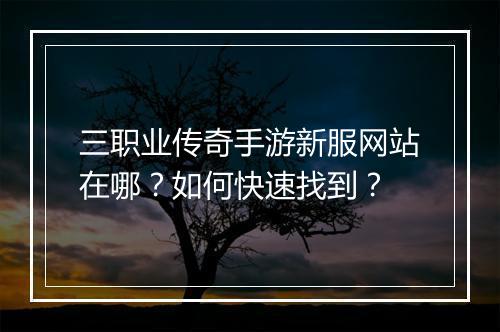 三职业传奇手游新服网站在哪？如何快速找到？