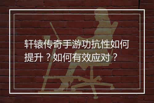 轩辕传奇手游功抗性如何提升？如何有效应对？