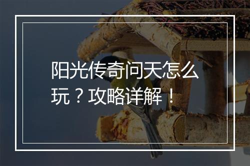 阳光传奇问天怎么玩？攻略详解！