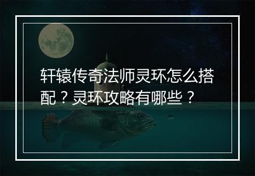 轩辕传奇法师灵环怎么搭配？灵环攻略有哪些？