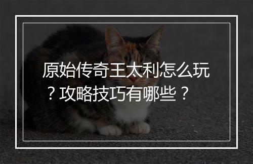 原始传奇王太利怎么玩？攻略技巧有哪些？