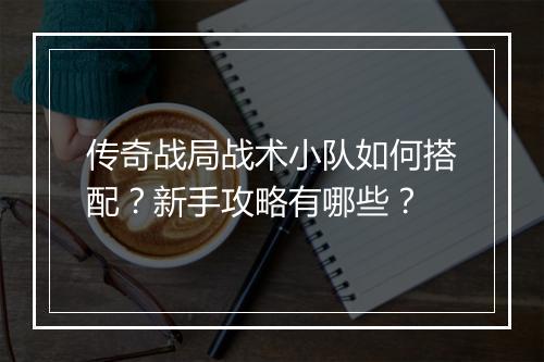 传奇战局战术小队如何搭配？新手攻略有哪些？