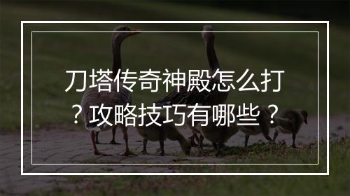 刀塔传奇神殿怎么打？攻略技巧有哪些？