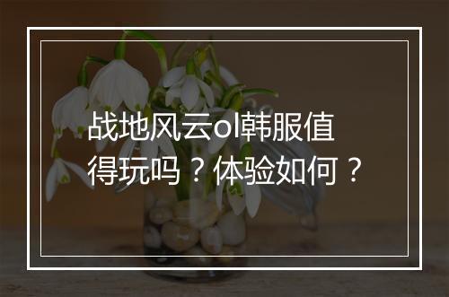 战地风云ol韩服值得玩吗？体验如何？