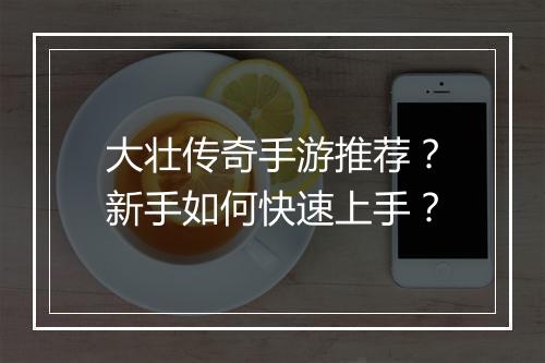 大壮传奇手游推荐？新手如何快速上手？