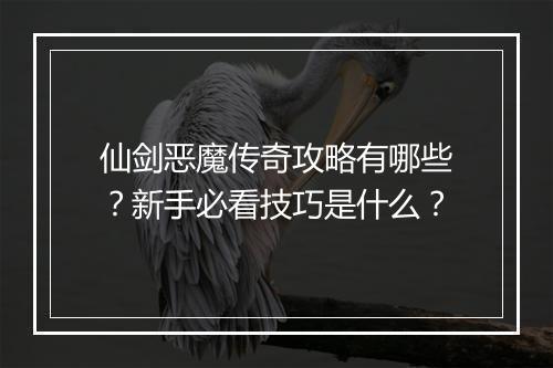 仙剑恶魔传奇攻略有哪些？新手必看技巧是什么？