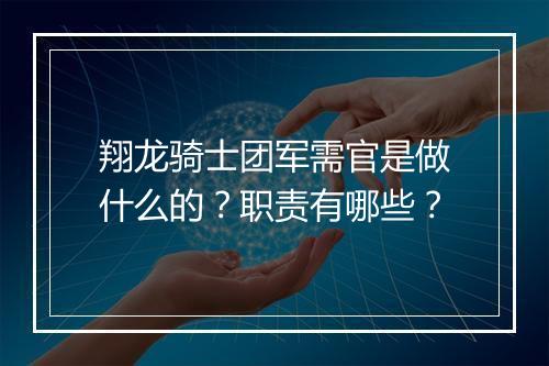 翔龙骑士团军需官是做什么的？职责有哪些？
