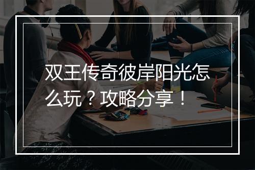 双王传奇彼岸阳光怎么玩？攻略分享！