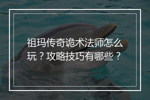 祖玛传奇诡术法师怎么玩？攻略技巧有哪些？