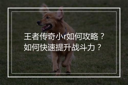 王者传奇小r如何攻略？如何快速提升战斗力？
