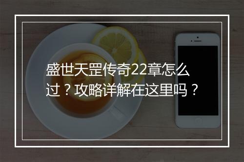 盛世天罡传奇22章怎么过？攻略详解在这里吗？