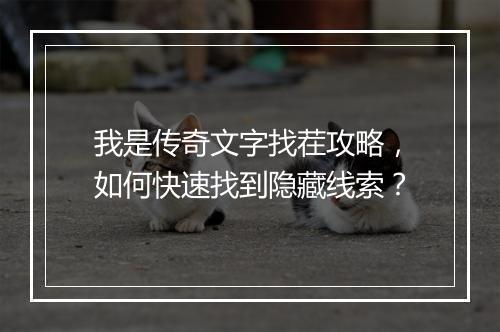 我是传奇文字找茬攻略，如何快速找到隐藏线索？