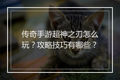 传奇手游超神之刃怎么玩？攻略技巧有哪些？