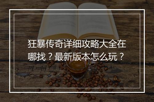 狂暴传奇详细攻略大全在哪找？最新版本怎么玩？
