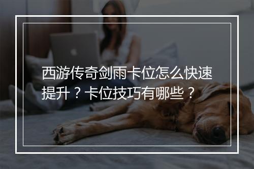 西游传奇剑雨卡位怎么快速提升？卡位技巧有哪些？