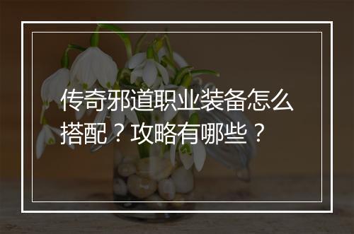 传奇邪道职业装备怎么搭配？攻略有哪些？
