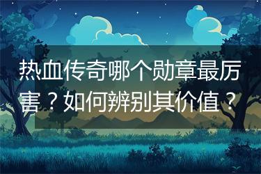 热血传奇哪个勋章最厉害？如何辨别其价值？