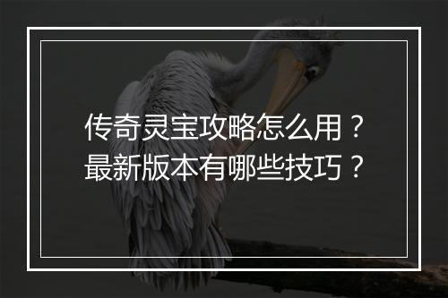 传奇灵宝攻略怎么用？最新版本有哪些技巧？