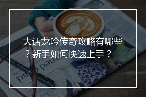 大话龙吟传奇攻略有哪些？新手如何快速上手？