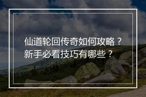 仙道轮回传奇如何攻略？新手必看技巧有哪些？