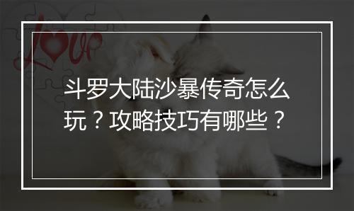 斗罗大陆沙暴传奇怎么玩？攻略技巧有哪些？