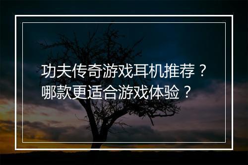 功夫传奇游戏耳机推荐？哪款更适合游戏体验？