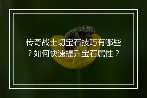 传奇战士切宝石技巧有哪些？如何快速提升宝石属性？