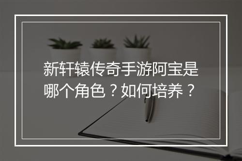 新轩辕传奇手游阿宝是哪个角色？如何培养？