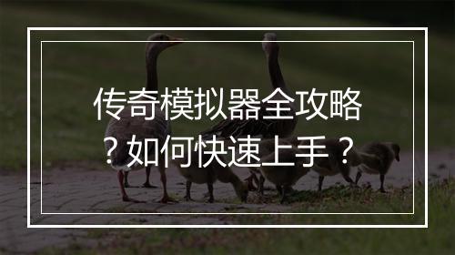 传奇模拟器全攻略？如何快速上手？