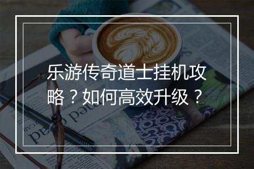 乐游传奇道士挂机攻略？如何高效升级？