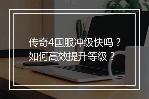 传奇4国服冲级快吗？如何高效提升等级？