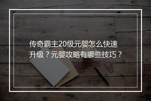传奇霸主20级元婴怎么快速升级？元婴攻略有哪些技巧？