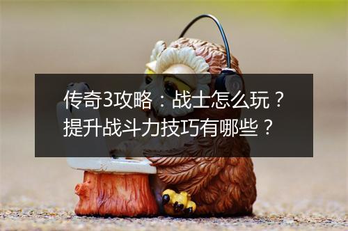 传奇3攻略：战士怎么玩？提升战斗力技巧有哪些？
