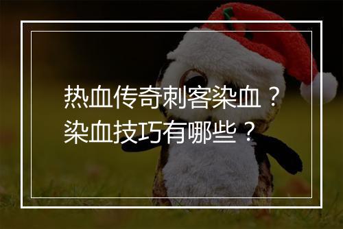 热血传奇刺客染血？染血技巧有哪些？