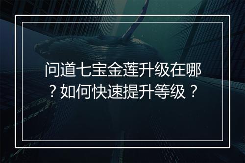 问道七宝金莲升级在哪？如何快速提升等级？