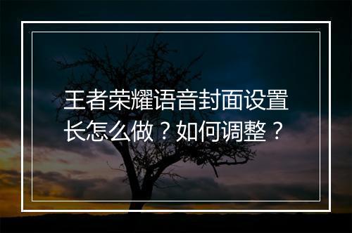 王者荣耀语音封面设置长怎么做？如何调整？