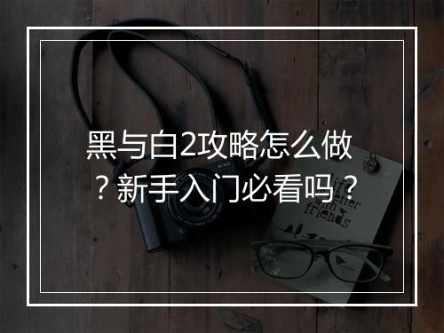 黑与白2攻略怎么做？新手入门必看吗？