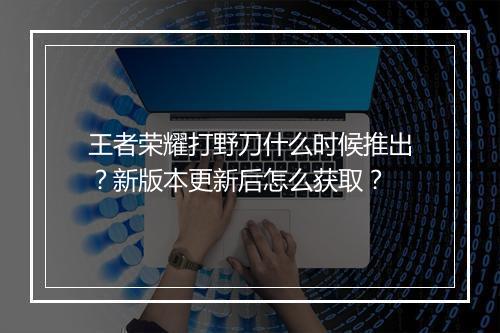 王者荣耀打野刀什么时候推出？新版本更新后怎么获取？