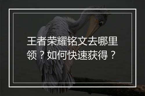王者荣耀铭文去哪里领？如何快速获得？