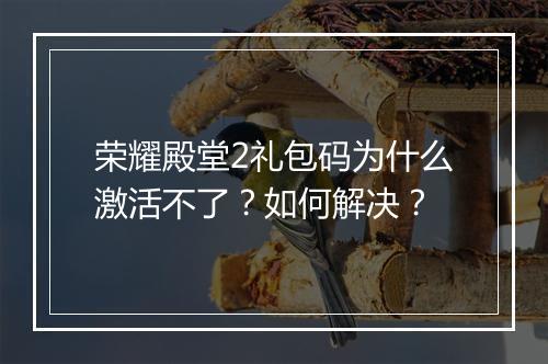 荣耀殿堂2礼包码为什么激活不了？如何解决？