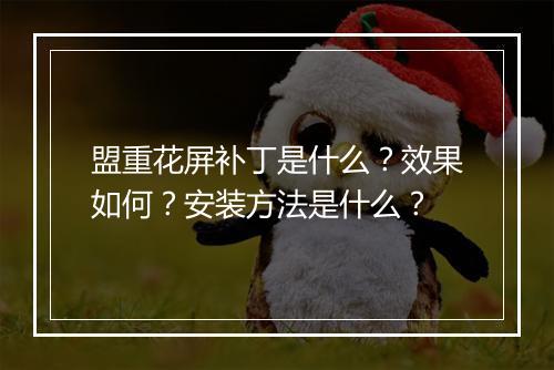 盟重花屏补丁是什么？效果如何？安装方法是什么？